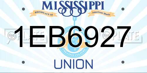 1EB6927 Mississippi License Plate