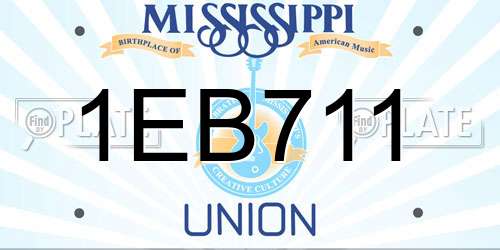 1EB711 Mississippi License Plate