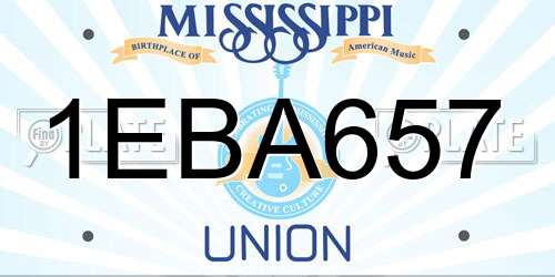 1EBA657 Mississippi License Plate