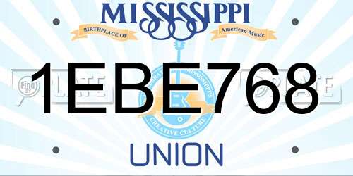 1EBE768 Mississippi License Plate