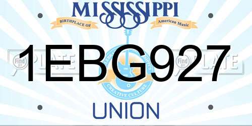 1EBG927 Mississippi License Plate