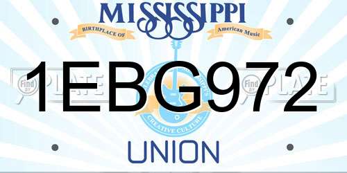 1EBG972 Mississippi License Plate