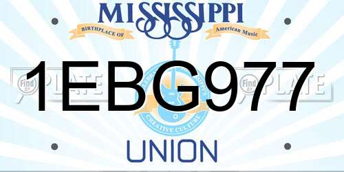1EBG977 Mississippi License Plate