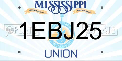 1EBJ25 Mississippi License Plate