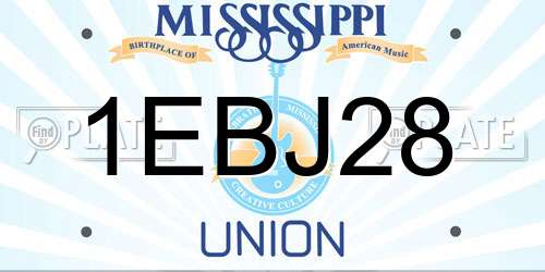 1EBJ28 Mississippi License Plate