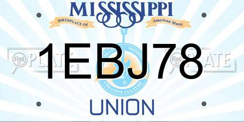 1EBJ78 Mississippi License Plate