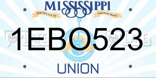 1EBO523 Mississippi License Plate
