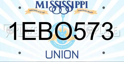 1EBO573 Mississippi License Plate