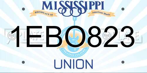 1EBO823 Mississippi License Plate