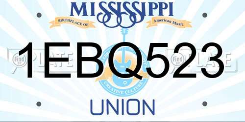 1EBQ523 Mississippi License Plate