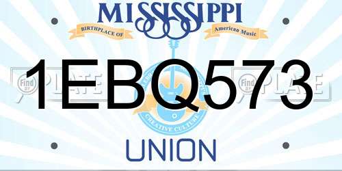 1EBQ573 Mississippi License Plate