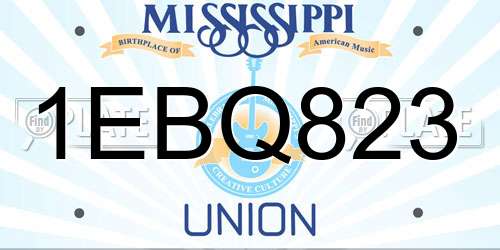 1EBQ823 Mississippi License Plate