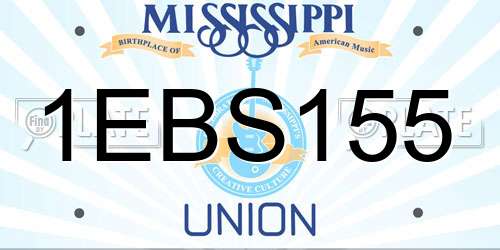 1EBS155 Mississippi License Plate