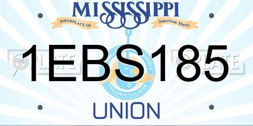 1EBS185 Mississippi License Plate