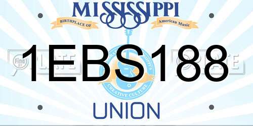 1EBS188 Mississippi License Plate