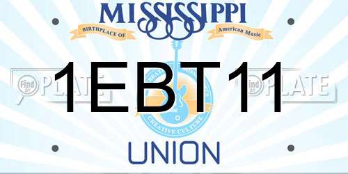1EBT11 Mississippi License Plate