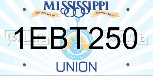 1EBT250 Mississippi License Plate