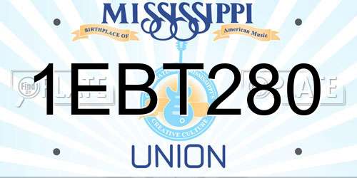 1EBT280 Mississippi License Plate
