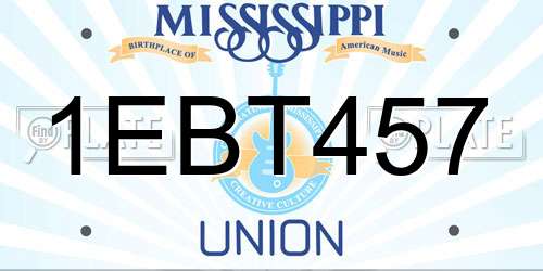 1EBT457 Mississippi License Plate