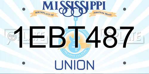 1EBT487 Mississippi License Plate