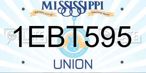 1EBT595 Mississippi License Plate