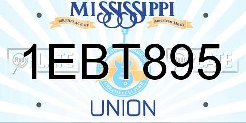 1EBT895 Mississippi License Plate
