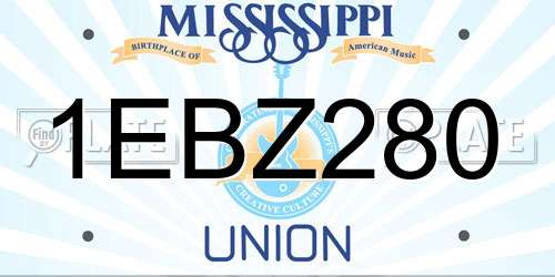 1EBZ280 Mississippi License Plate