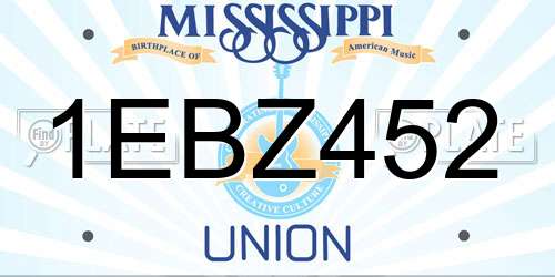1EBZ452 Mississippi License Plate