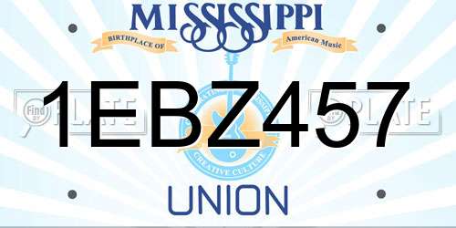1EBZ457 Mississippi License Plate