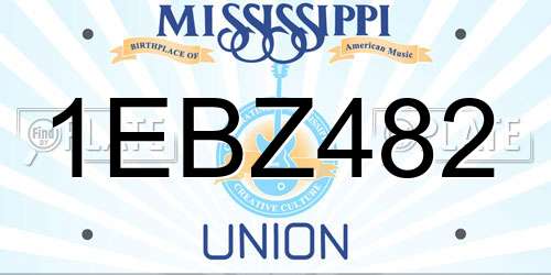 1EBZ482 Mississippi License Plate