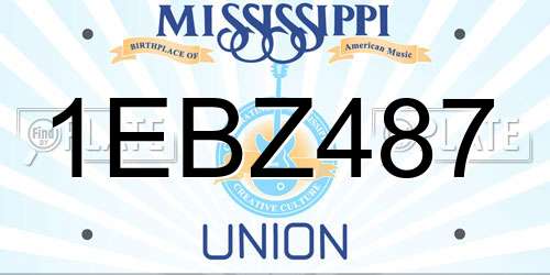 1EBZ487 Mississippi License Plate