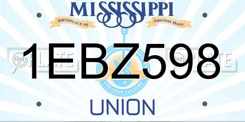 1EBZ598 Mississippi License Plate