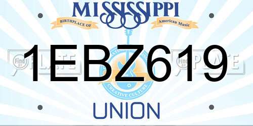 1EBZ619 Mississippi License Plate