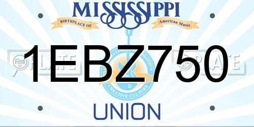 1EBZ750 Mississippi License Plate