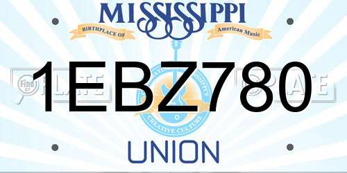 1EBZ780 Mississippi License Plate