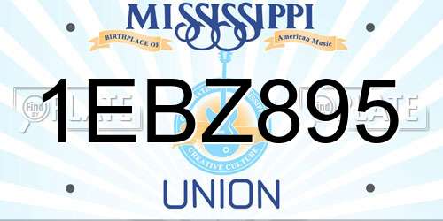 1EBZ895 Mississippi License Plate