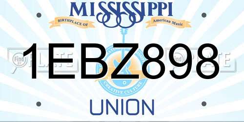 1EBZ898 Mississippi License Plate