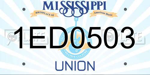 1ED0503 Mississippi License Plate