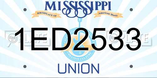 1ED2533 Mississippi License Plate