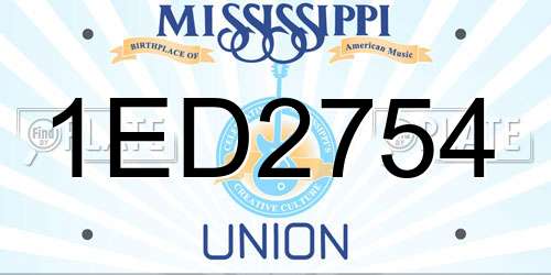 1ED2754 Mississippi License Plate