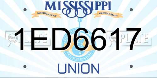 1ED6617 Mississippi License Plate