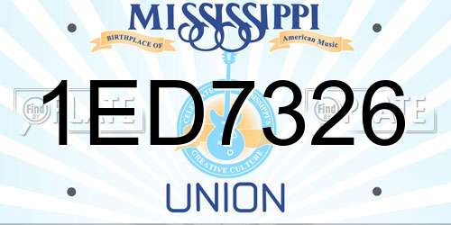 1ED7326 Mississippi License Plate