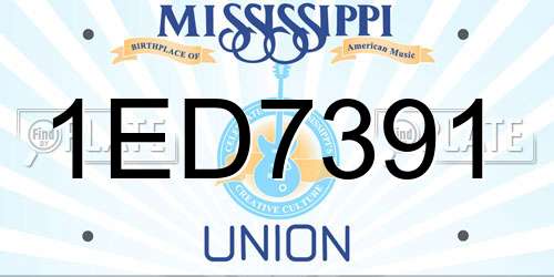 1ED7391 Mississippi License Plate