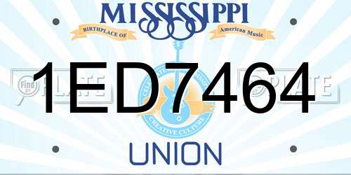 1ED7464 Mississippi License Plate