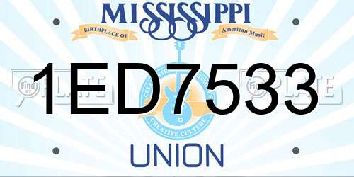 1ED7533 Mississippi License Plate