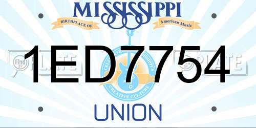 1ED7754 Mississippi License Plate