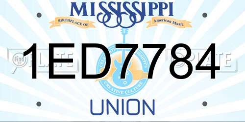 1ED7784 Mississippi License Plate