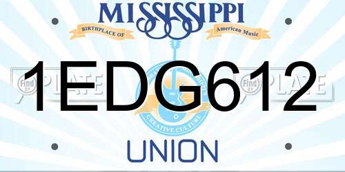 1EDG612 Mississippi License Plate
