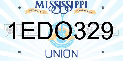 1EDO329 Mississippi License Plate
