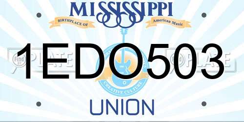 1EDO503 Mississippi License Plate
